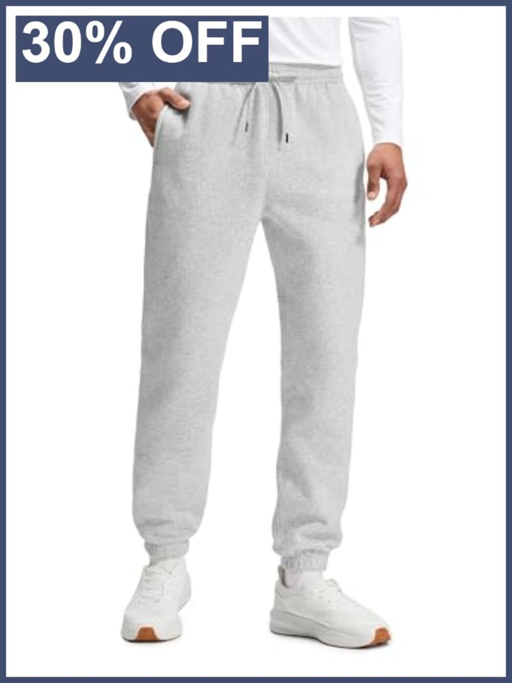 Fleece Lined Jogger Sweatpants 30 Inseam Classic Fit Zipper Pockets